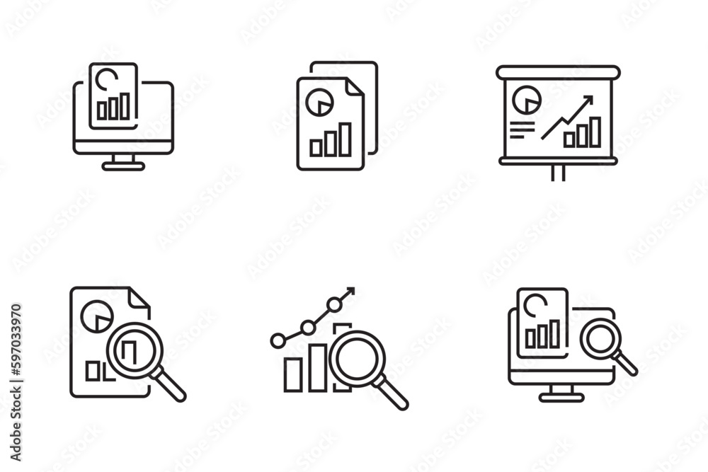 Set of business analytics icons in line style isolated on white background Set of business analytics icons in line style isolated on white background