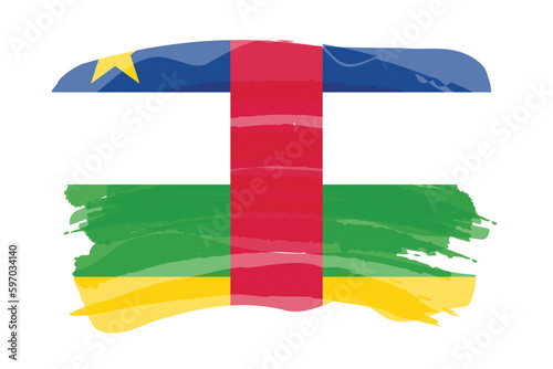 Brush stroke flag of CENTRAL AFRICAN REPUBLIC