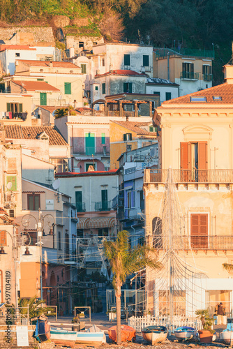 In the Amalfi coast seafaring town of Cetara  famous for anchovies and the colors of the buildings  Salerno  Amalfi coast  Positano.