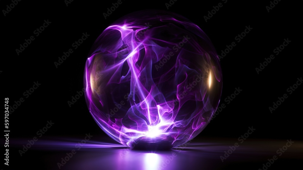 A ball of purple colorful light energy sphere - obrazy, fototapety, plakaty 
