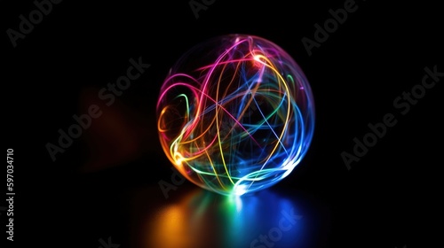 A ball of multicolor colorful light energy sphere