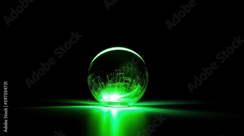 A ball of green colorful light energy sphere