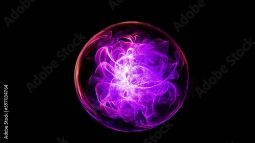 A ball of purple colorful light energy sphere