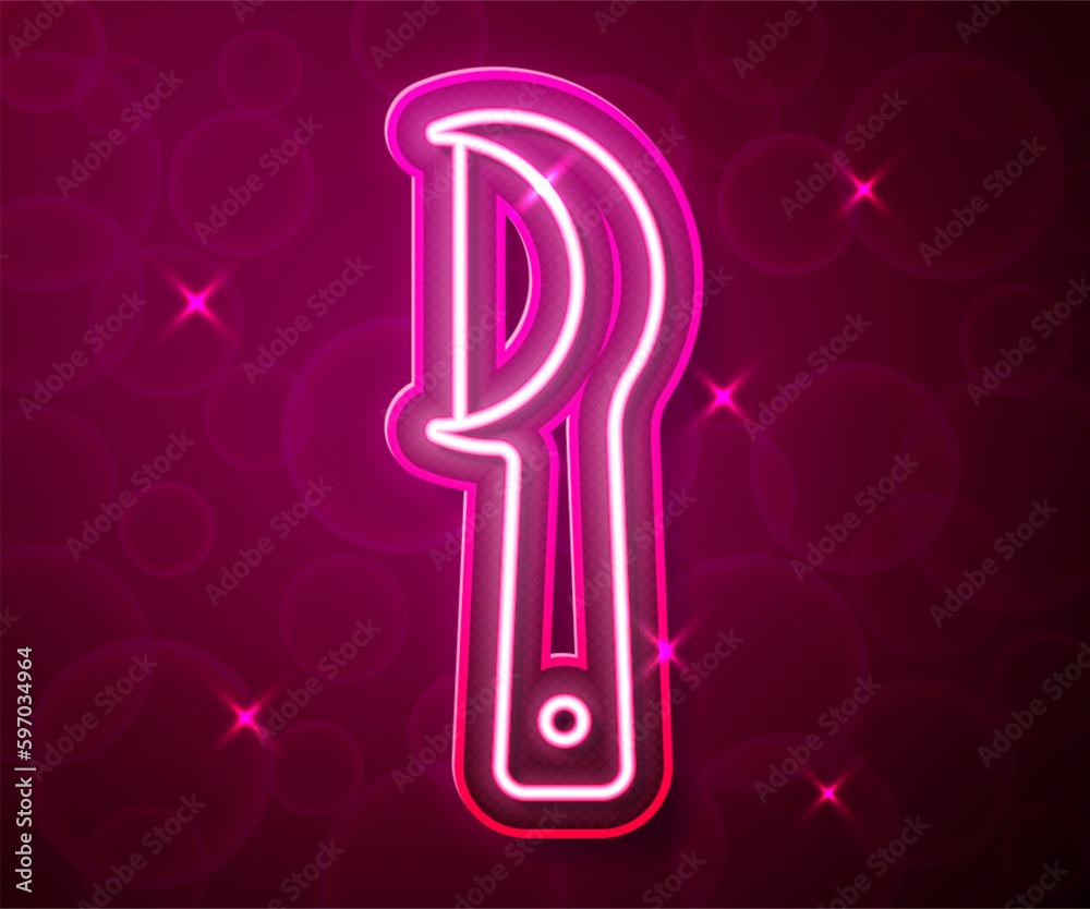 Glowing neon line Dental floss icon isolated on red background. Vector Glowing neon line Dental floss icon isolated on red background. Vector