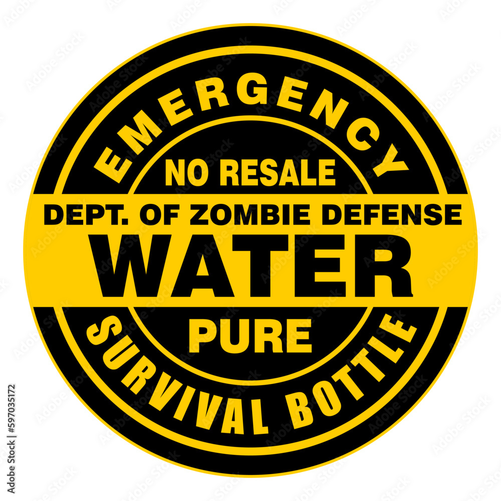 Emergency, survival bottle, label vector