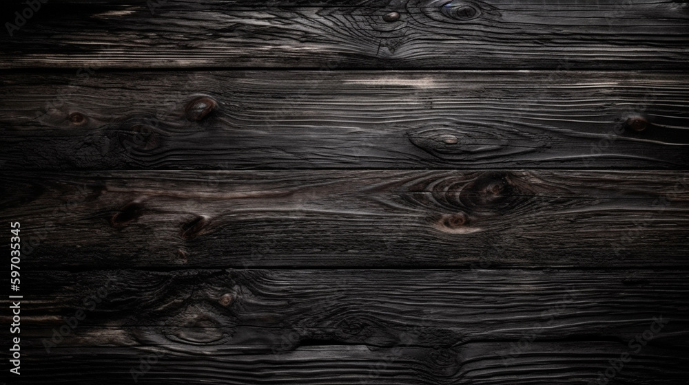 Fototapeta premium Black color of wood texture background, Genertive Ai