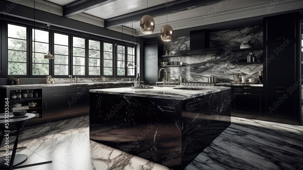 Contemporary kitchen design. Generative AI Contemporary kitchen design. Generative AI