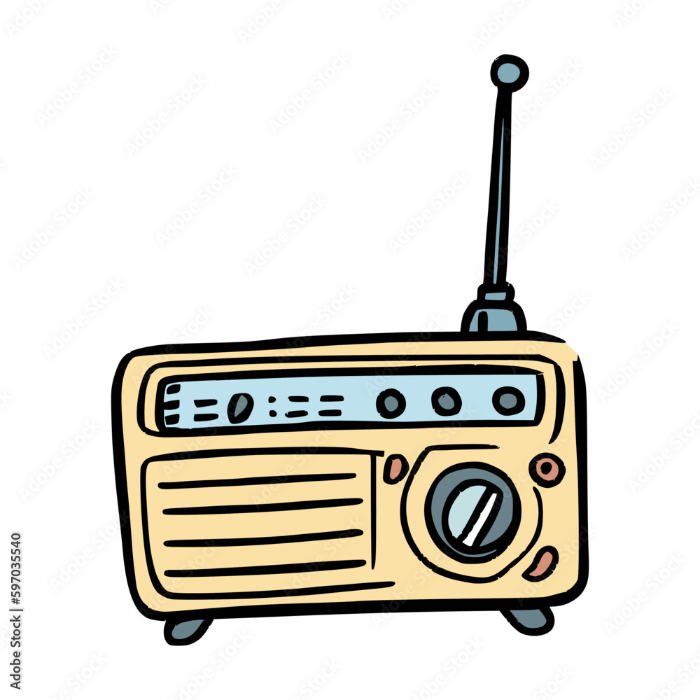 radio illustration in doodle style on isolated background radio illustration in doodle style on isolated background