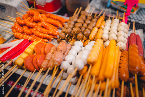 Fried foods for sale in the street market