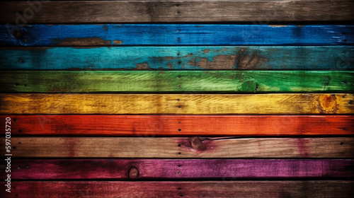 Rainbow color of wood texture background, Genertive Ai