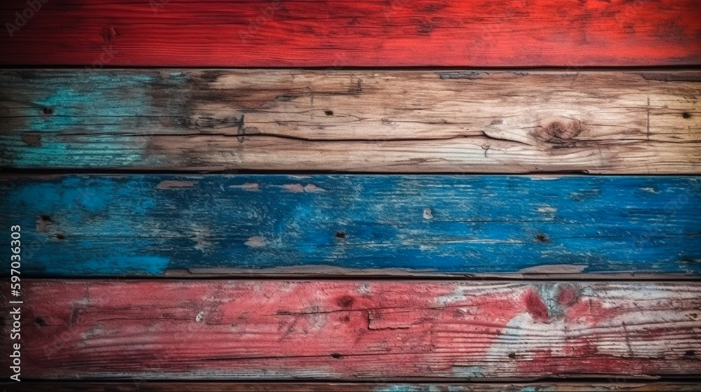 Blue and red color of wood texture background, Genertive Ai Blue and red color of wood texture background, Genertive Ai