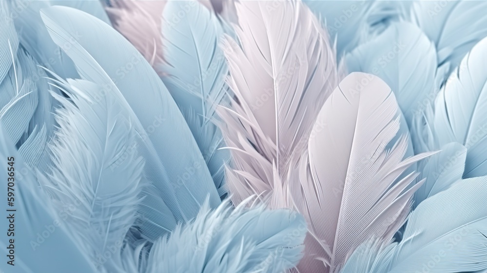 Blue Feathers Pastel Color Background 