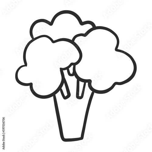 Broccoli Vegetable Sketch Color simple icon Hand-drawn Cartoon Illustration Outline