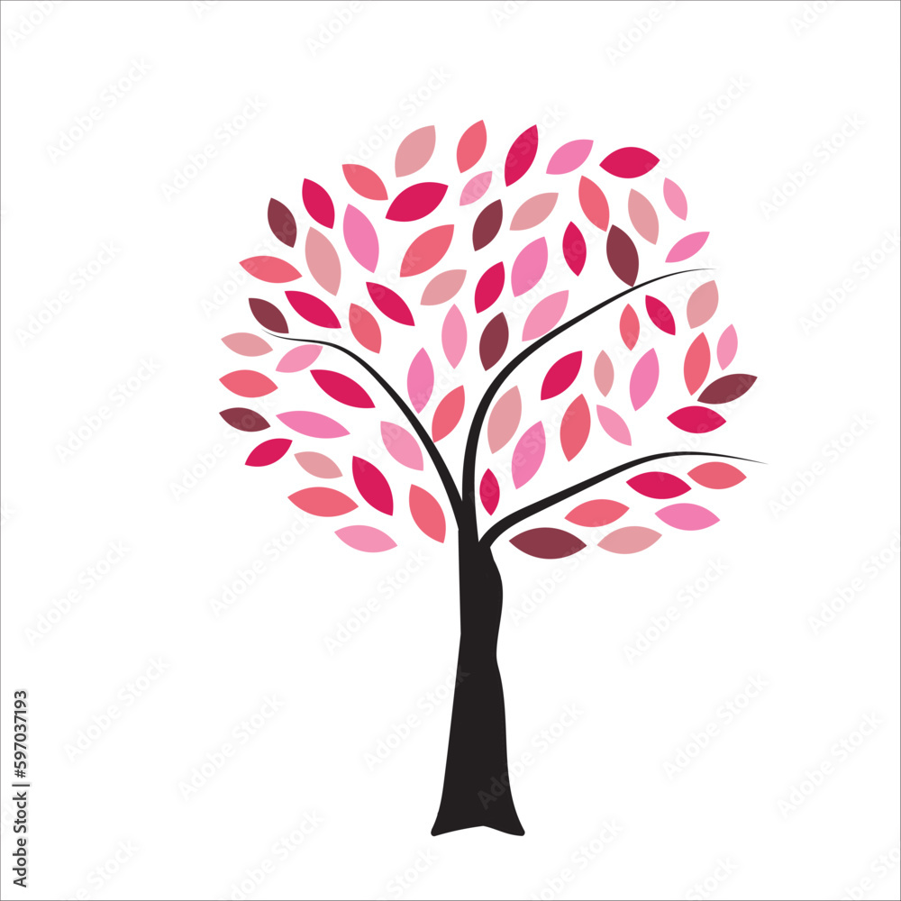 Obraz premium Black Flower Branch with Colorful Petals on White Canvas