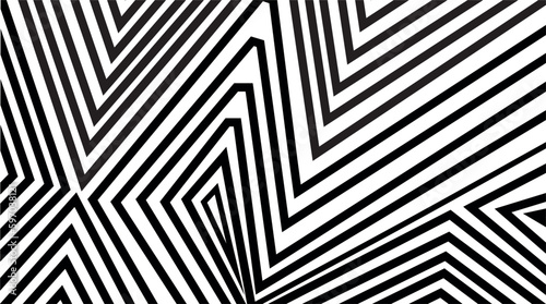 Abstract geometric stripe background, black and white vector illustration.	
 photo