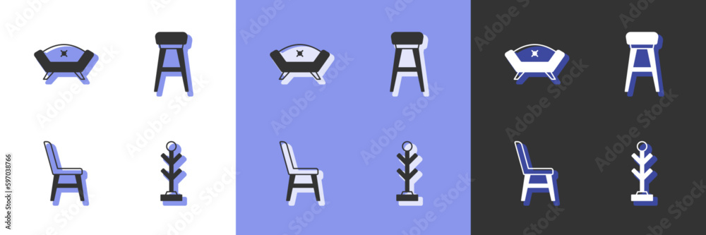 Set Coat stand, Sofa, Chair and icon. Vector Set Coat stand, Sofa, Chair and icon. Vector
