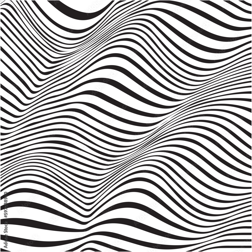 Abstract geometric waves striped background. Vector illustration curved wavy, optical wavy lines pattern.