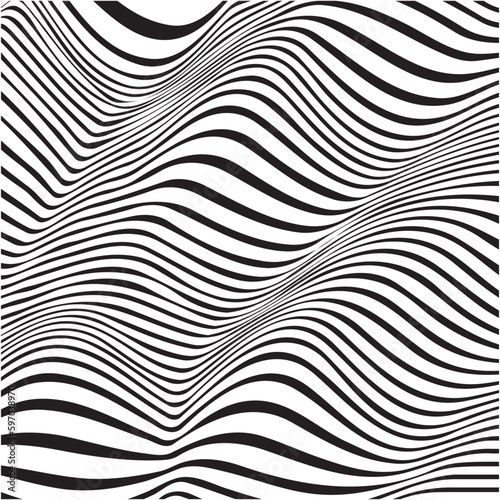 Abstract geometric waves striped background. Vector illustration curved wavy, optical wavy lines pattern. © Riva