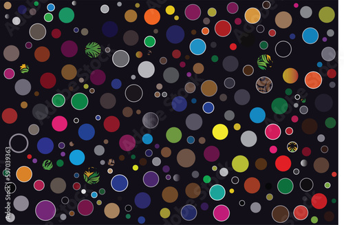 Circle Pattern In Multi Color (Yellow, Pink, Orange, Purple, Green, Red, White) With Circular Patterns Fully Editable and Scalable