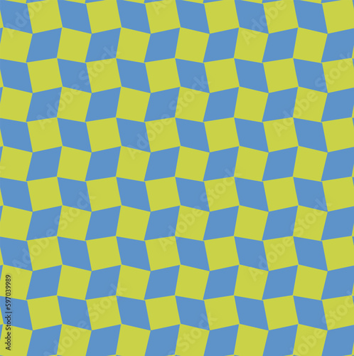 Abstract Psychedelic Curved Squares Dama Check Seamless Vector Pattern Trendy Fashion Colors