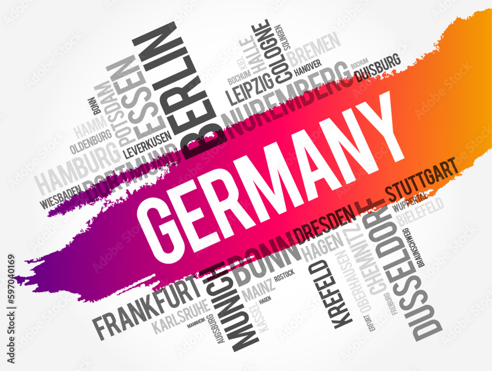 List of cities in Germany, word cloud collage, travel concept