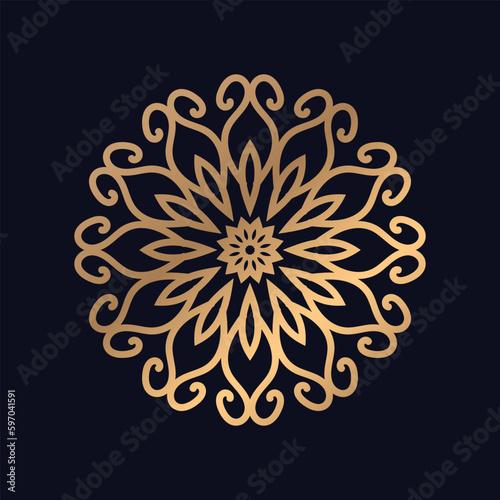Ciculated Folower Gold Color Royal Mandala Design Vector for Background © tanvir enayet