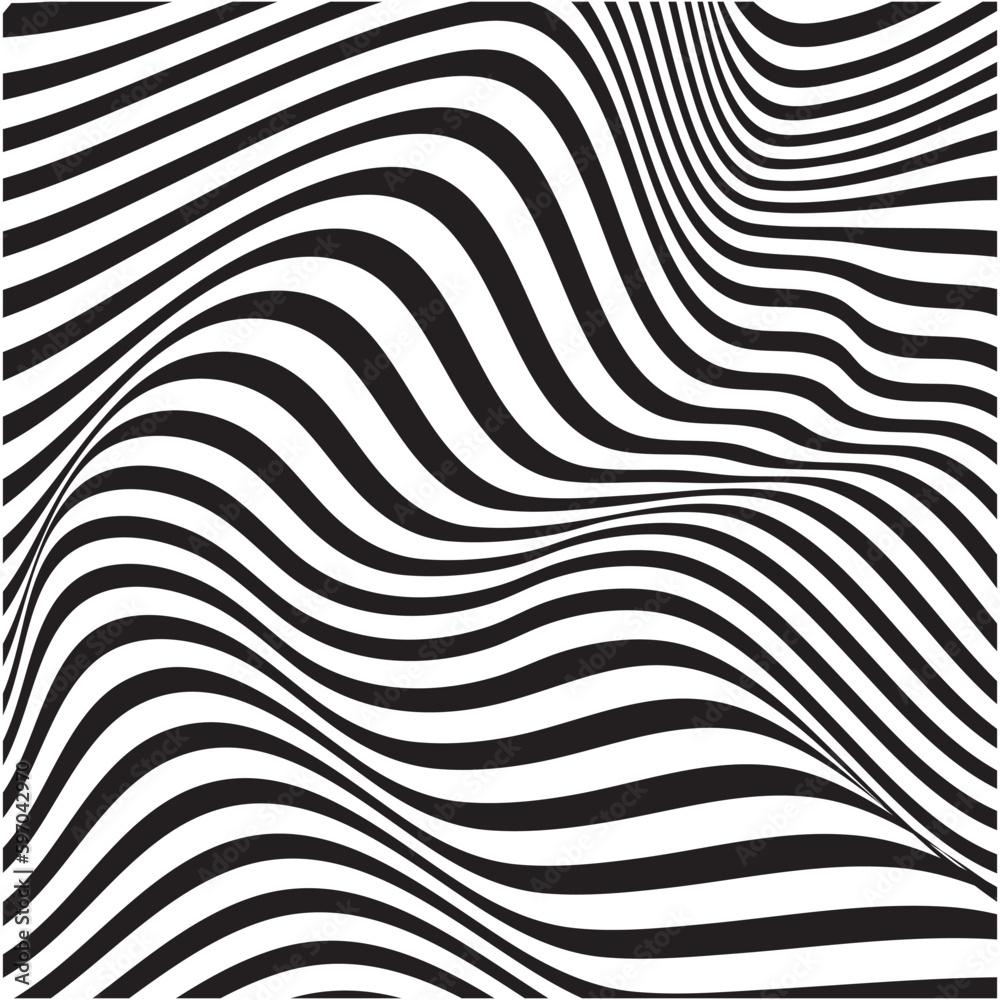 Abstract Modern background of waves of many surface lines.Vector illustration. Black and White with Wavy Lines Pattern.