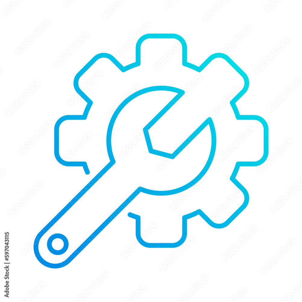 setting wrench automation gradient outline icon vector illustration setting wrench automation gradient outline icon vector illustration