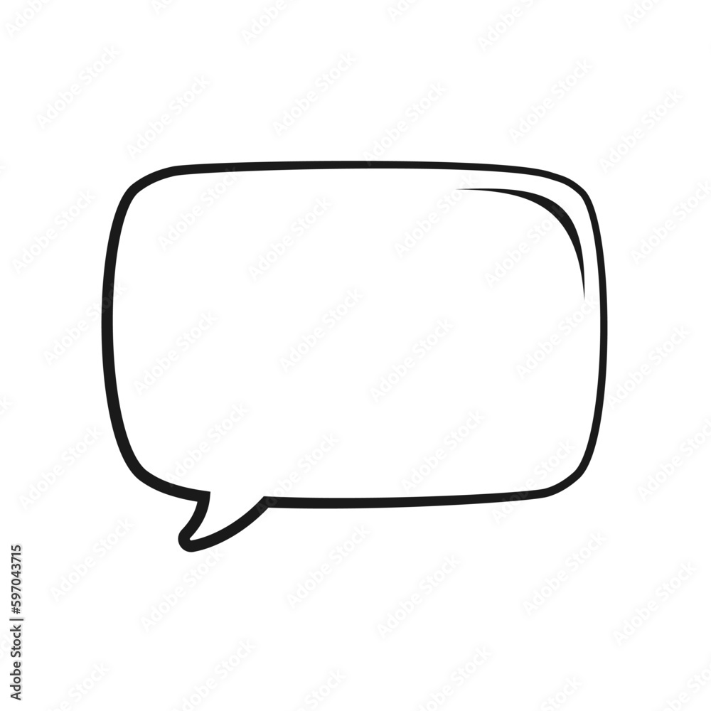 Square speech bubble outline hand drawn line art. Retro empty comic bubble. Vector illustration doodle. Square speech bubble outline hand drawn line art. Retro empty comic bubble. Vector illustration doodle.