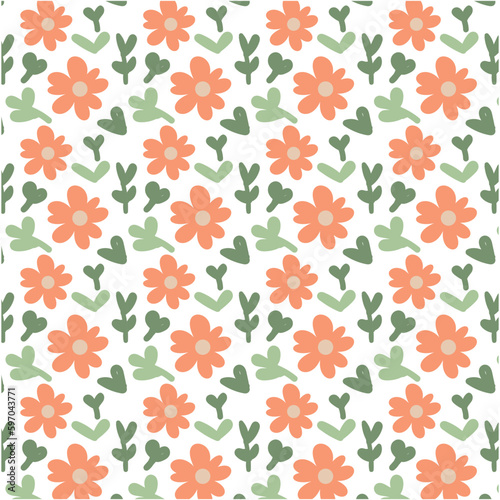  Abstract hand-drawn flower pattern, natural vector illustration design.
