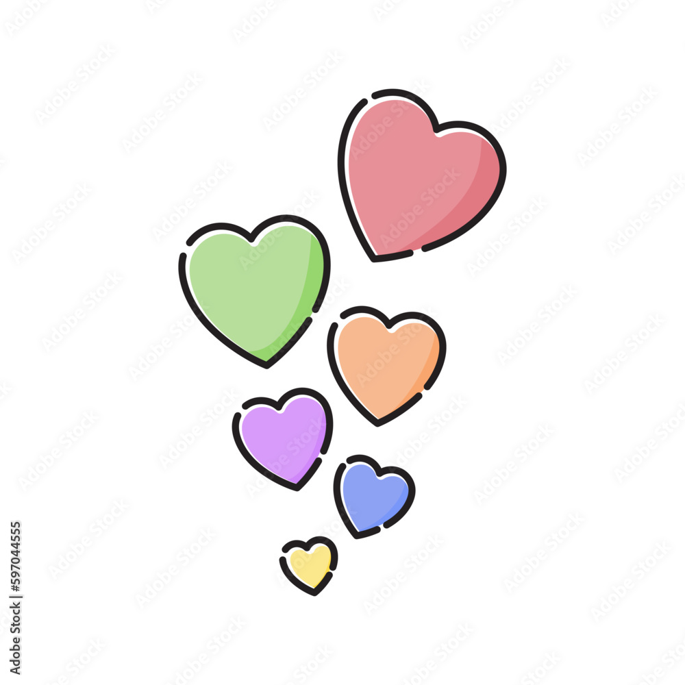 flying colorful love symbol icon design