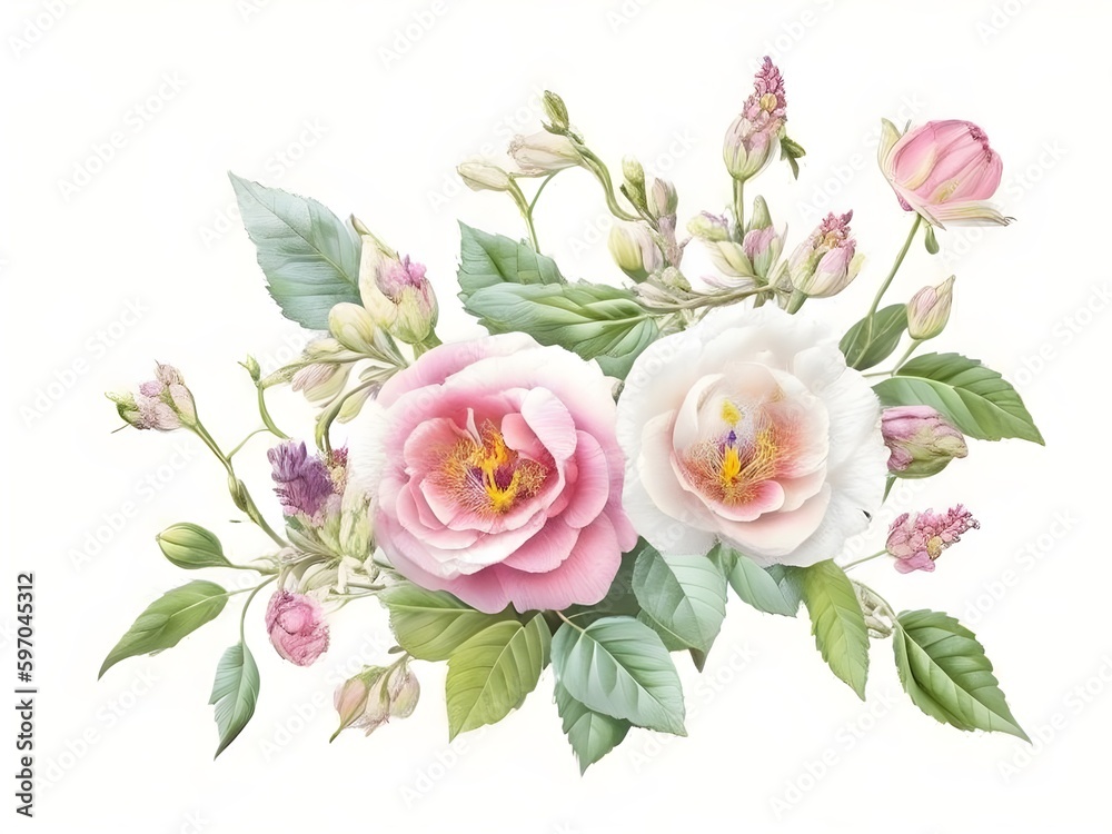 Mixed roses bunch with white background 6 Mixed roses bunch with white background 6