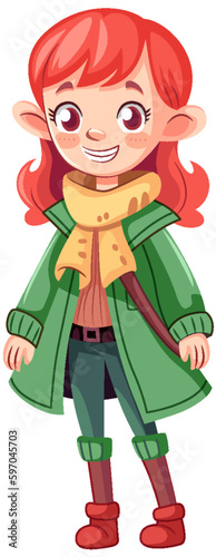 Little Girl in Winter Outfit Cartoon Character
