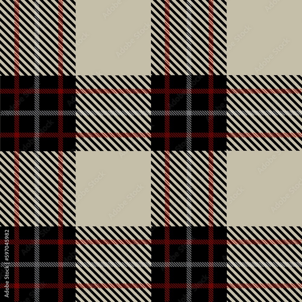 Tartan seamless pattern, black and gray can be used in fashion design. Bedding, curtains, tablecloths