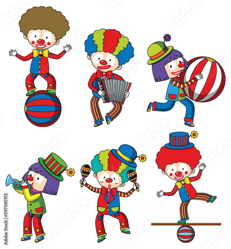 Set of Playful Clowns