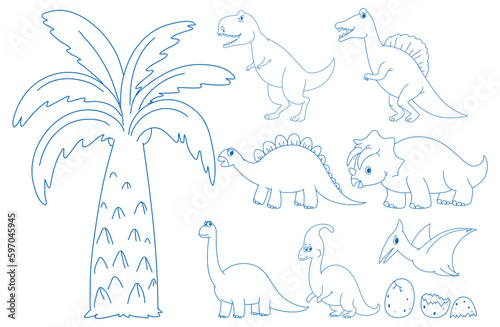 Simple doodle children drawing dinosaur