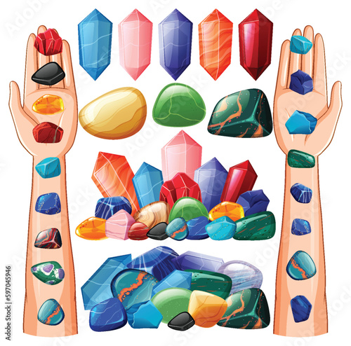 Set of lucky gem stone