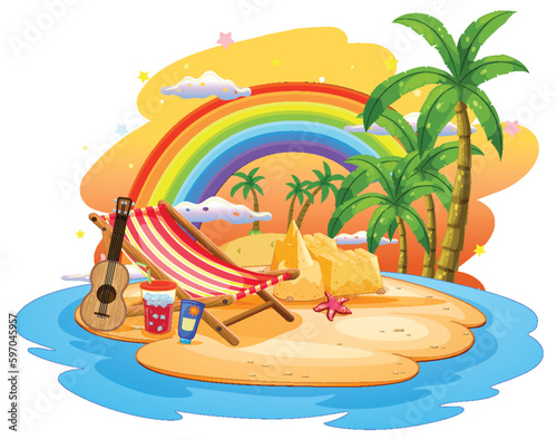 Summer beach scene template
