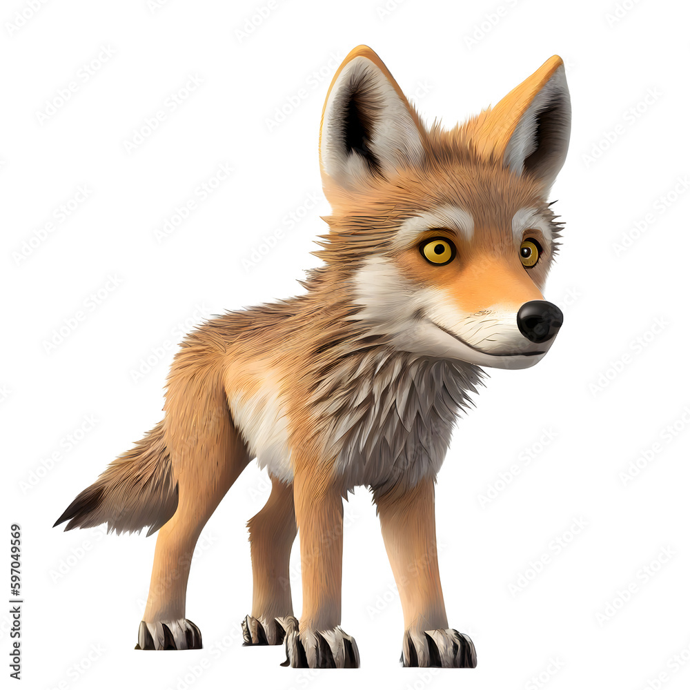 Cartoon cute wolf isolated