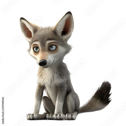 Cartoon cute wolf isolated