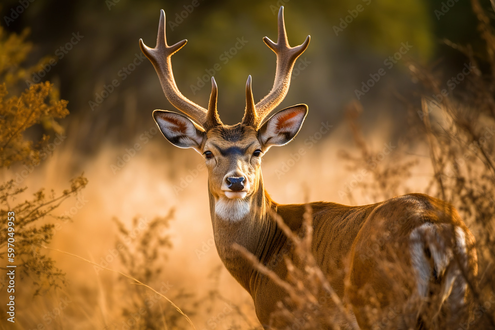 Adorable deer fawn in forest. Wildlife scene in nature. Digital ai art Adorable deer fawn in forest. Wildlife scene in nature. Digital ai art