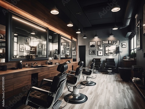 Generative Ai: Interior Modern Barbershop