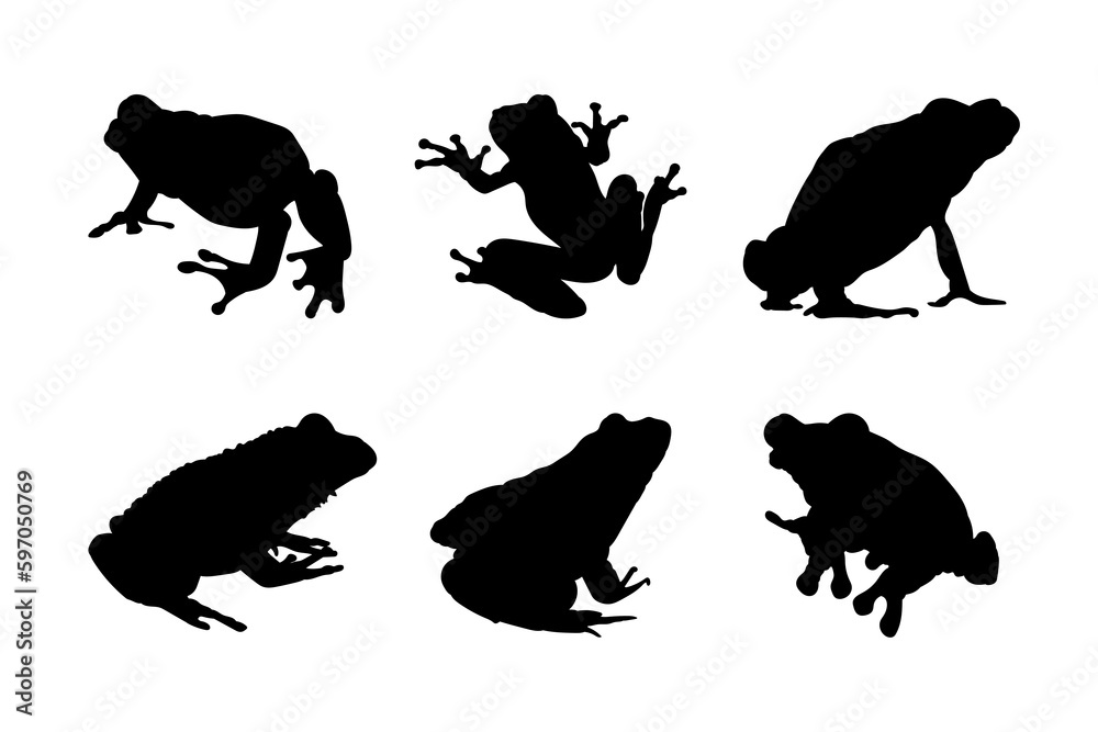 Fototapeta premium Set of silhouettes of frogs