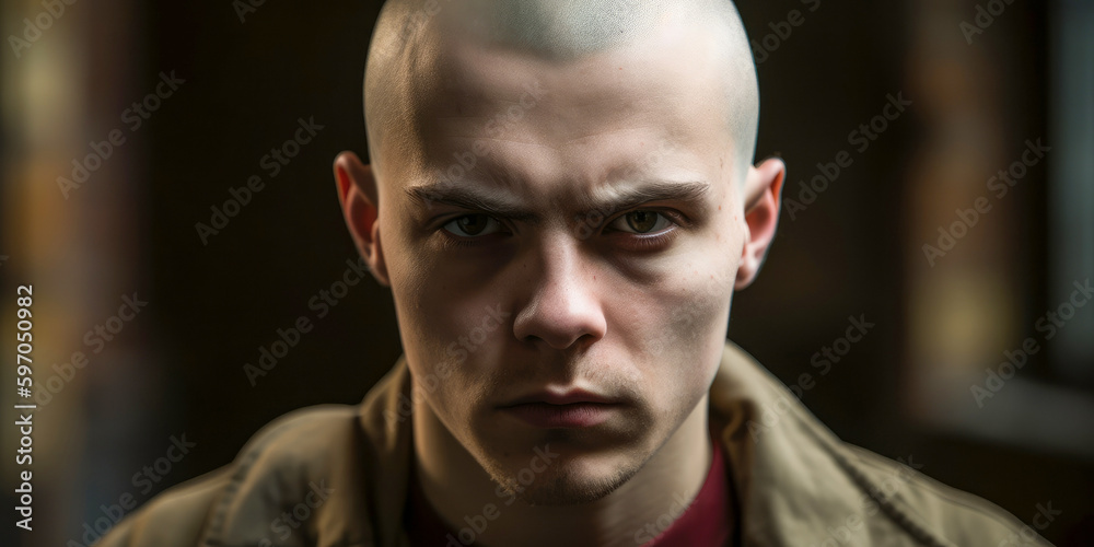 Portrait hateful skinhead- Generative AI Portrait hateful skinhead- Generative AI