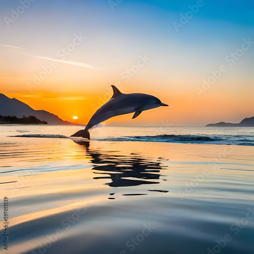 dolphin jumping into the sea © Yusuf