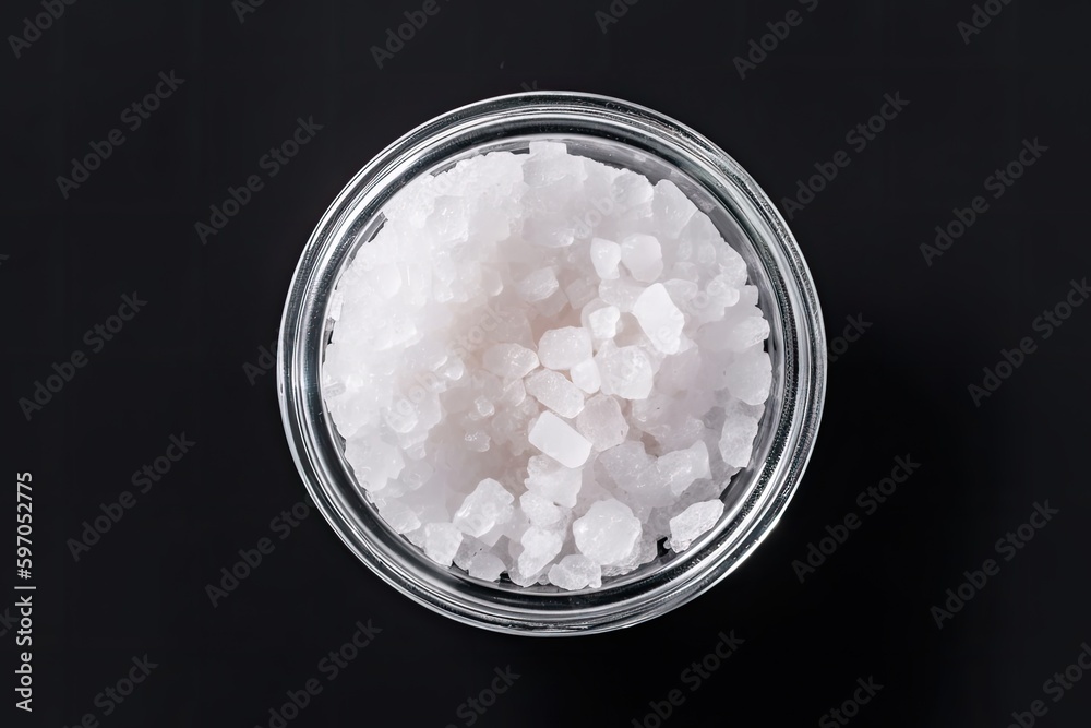 glass jar filled with granulated white sugar on a wooden table. Generative AI glass jar filled with granulated white sugar on a wooden table. Generative AI
