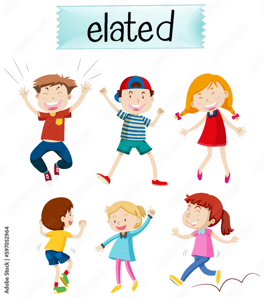 English vocabulary adjective word with cartoon characters English vocabulary adjective word with cartoon characters