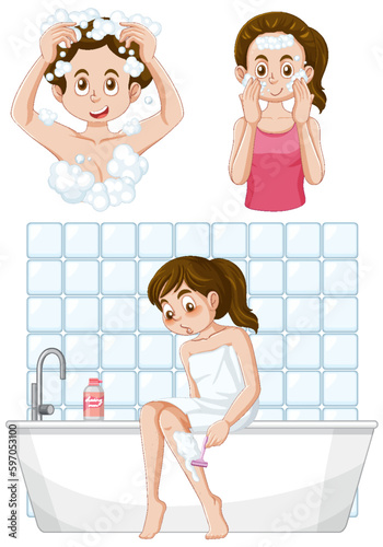 Set of girl with puberty and change