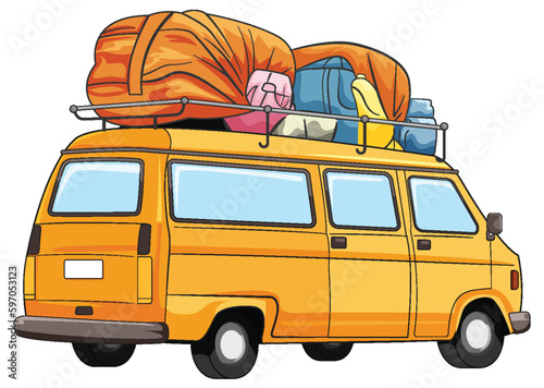 Travel Car Isolated on White Background