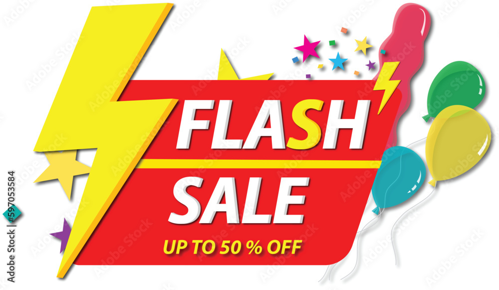 Flash sale banner template design for web or social media, Special offer discount up to 50% off. Art & Illustration Flash sale banner template design for web or social media, Special offer discount up to 50% off. Art & Illustration